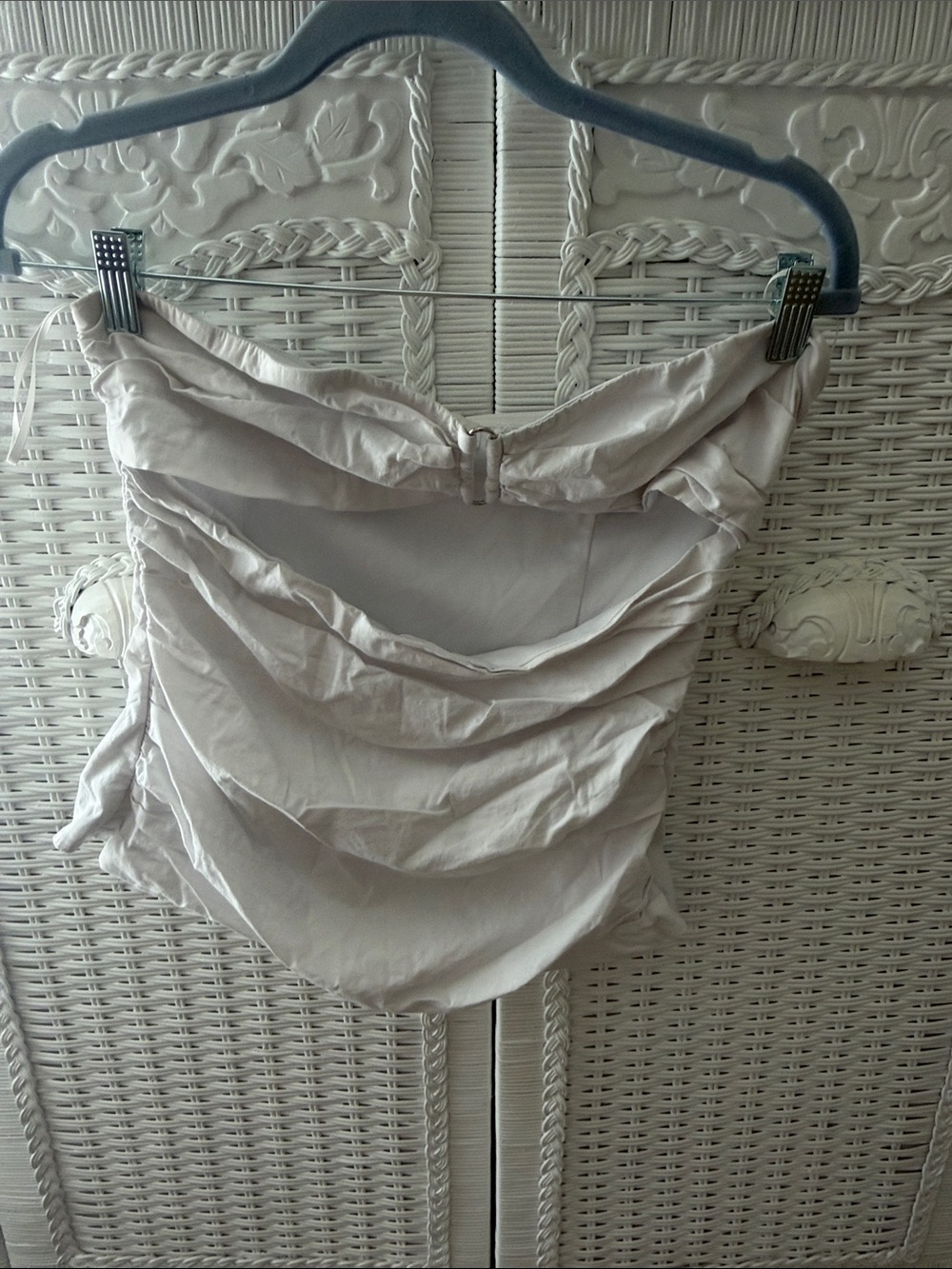 Anthropologie Strapless Ruched White Top